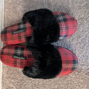 Victoria's Secret Red and Black Plaid Slippers